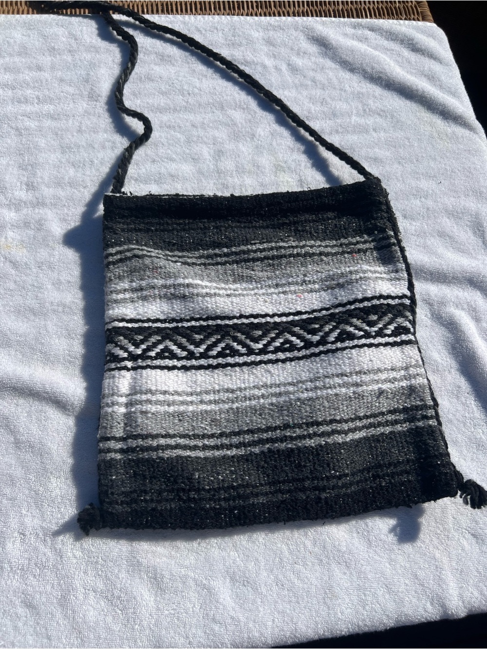 Handwoven Black and White Patterned Crossbody Bag